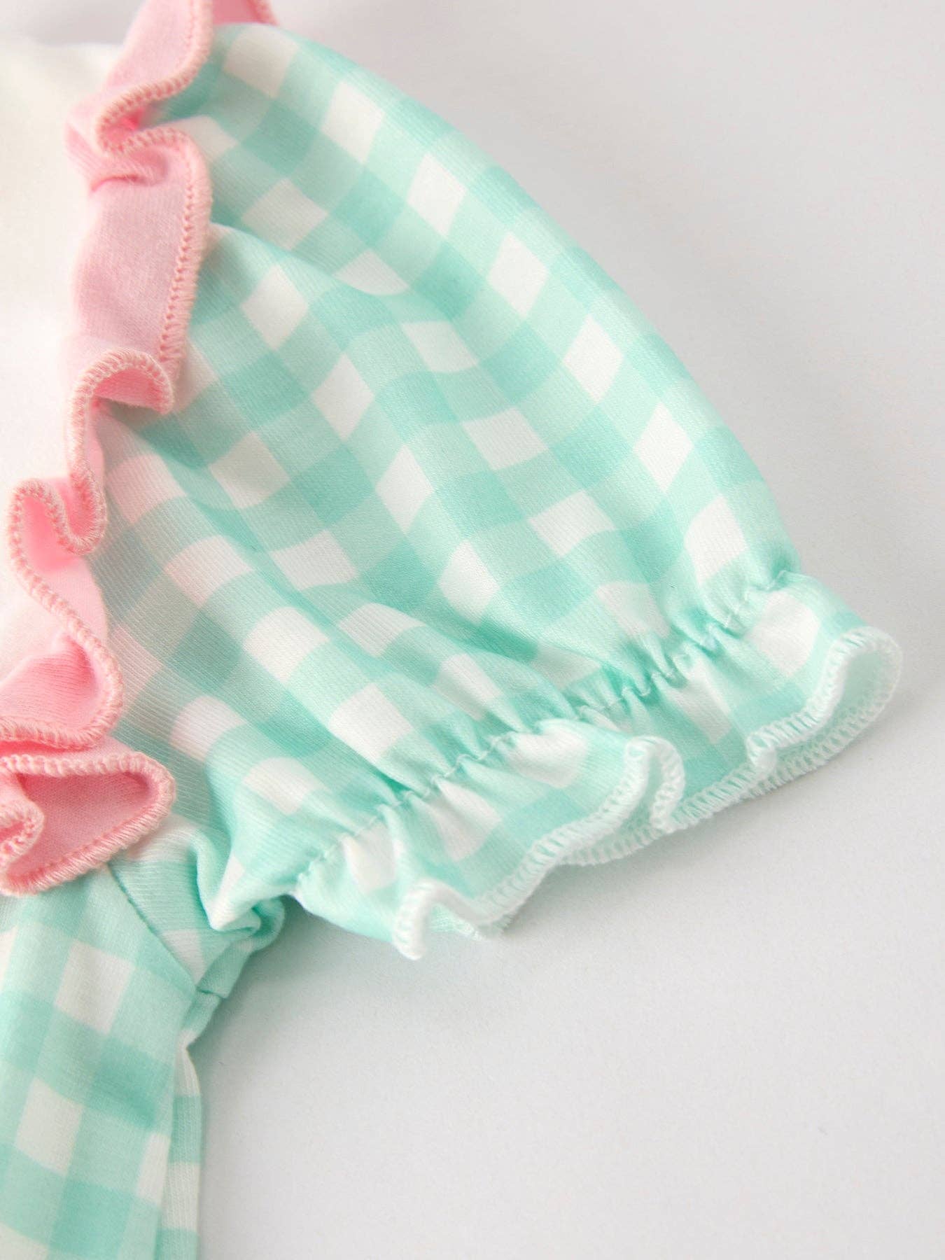 Thanksgiving Day Fall Pumpkin Flowers Embroidered Check Girls Romper