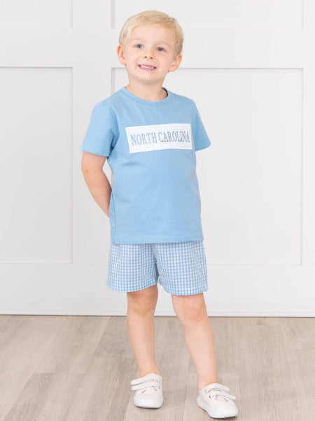 North Carolina Smocked Gingham Outfit