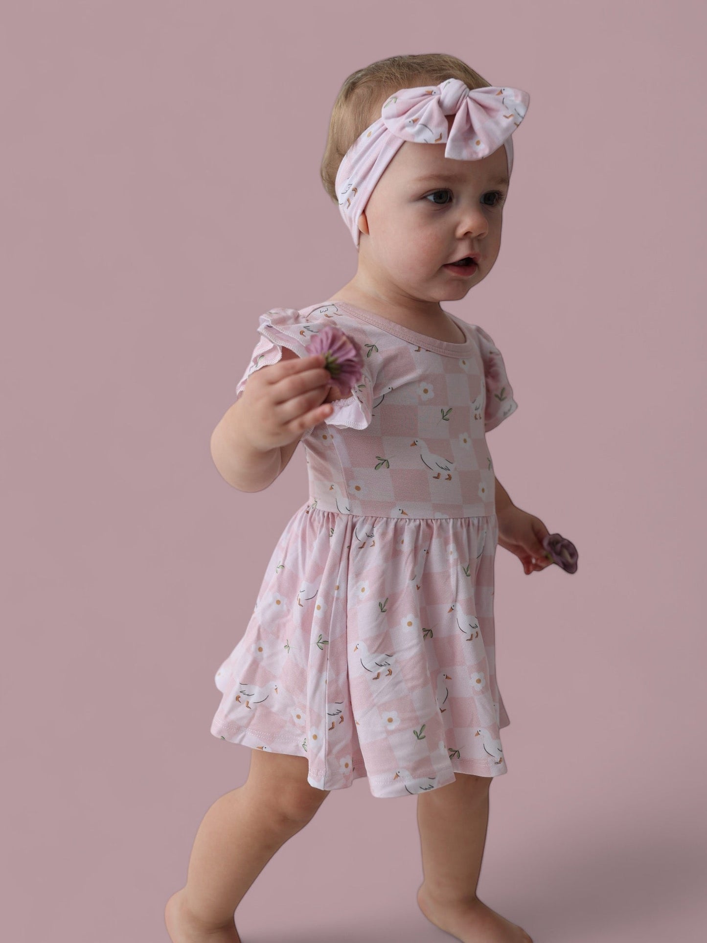 EXCLUSIVE DUCKS AND DAISIES DREAM CAP SLEEVE BODYSUIT DRESS