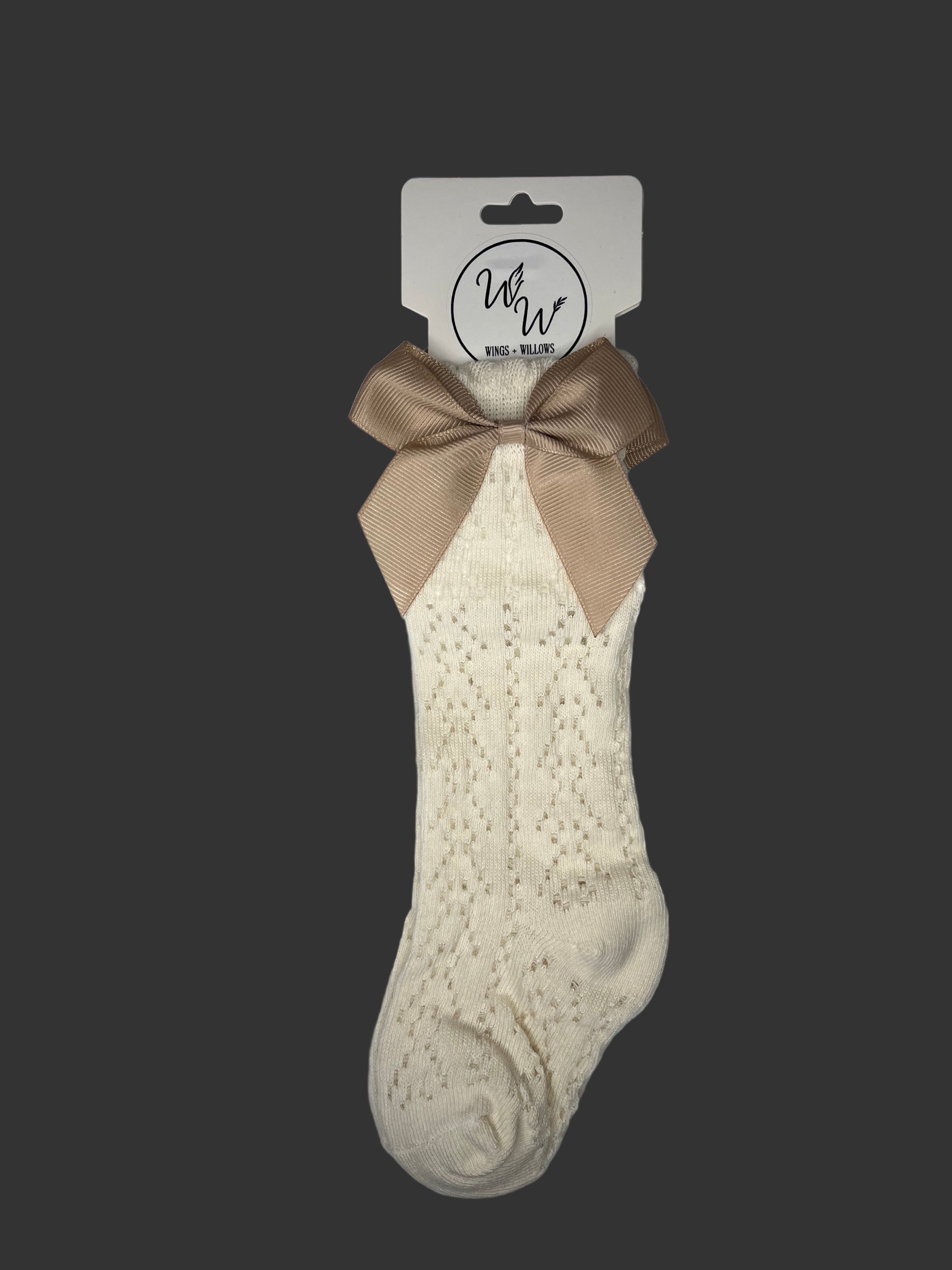 Bow Knit Knee-High Socks