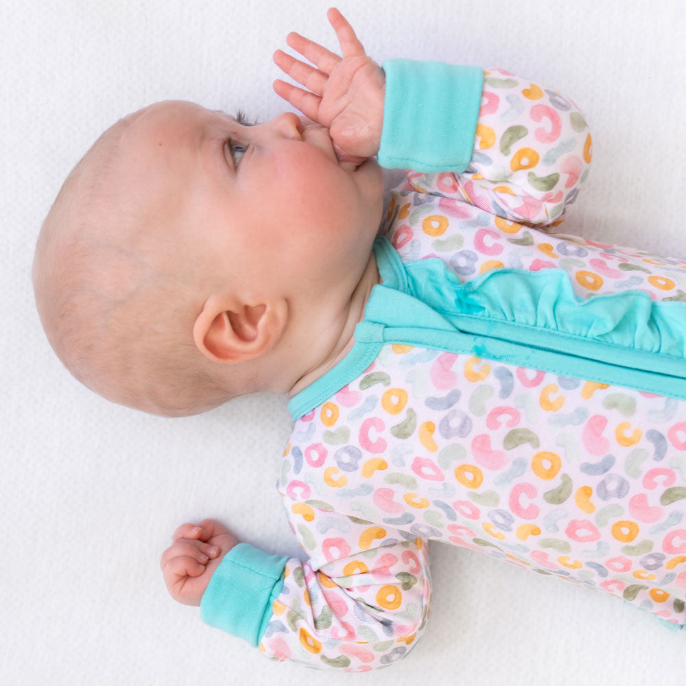 Kayelee Leopard Bamboo Ruffle Convertible Footie