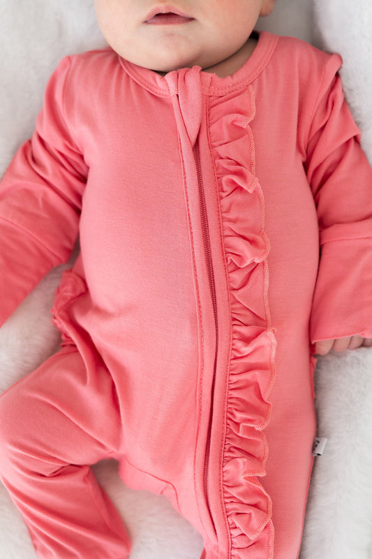 Blossom Solid Bamboo Ruffle Convertible Footie