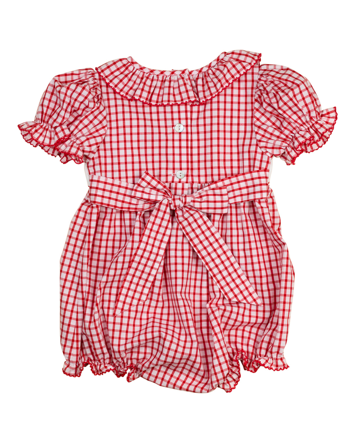 School Supplies Smocked Red Windowpane Girl Bubble