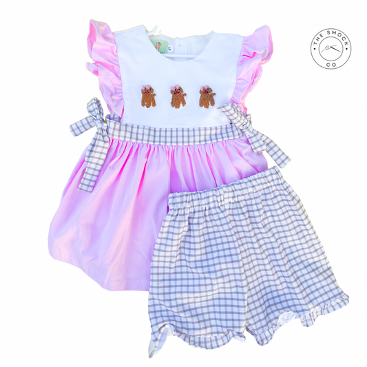 Pink French Knot Puppy Short Set