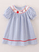 Girls Back to School Smocking Pencil Apple Embroidered Plaid Dress