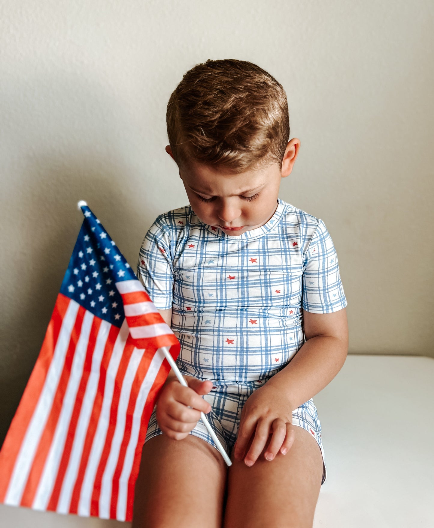 Stars Gingham 2pc Bamboo Pajamas