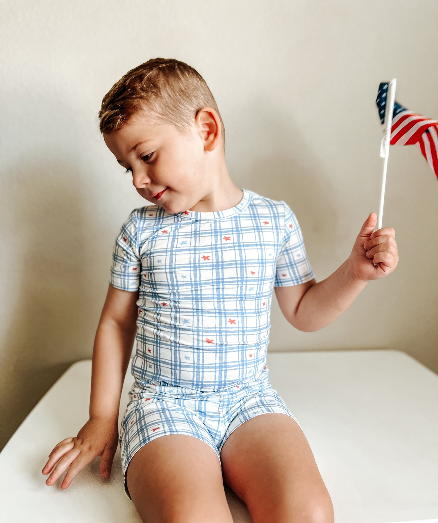 Stars Gingham 2pc Bamboo Pajamas