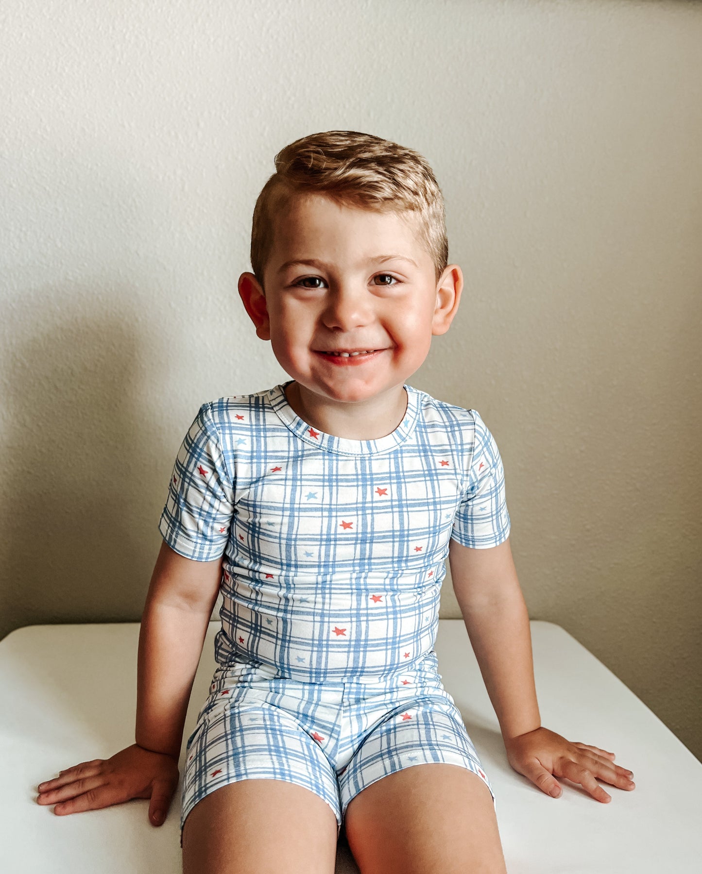 Stars Gingham 2pc Bamboo Pajamas