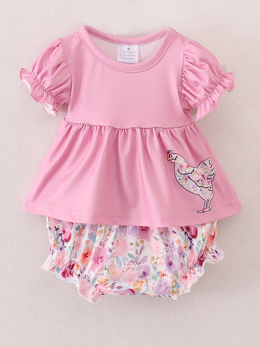 Pink Baby Girls Farm Short Set