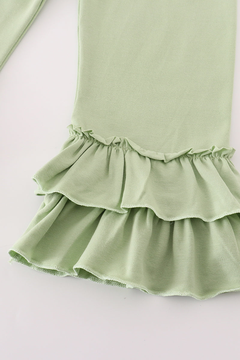 Sage pumpkin french knot pants set