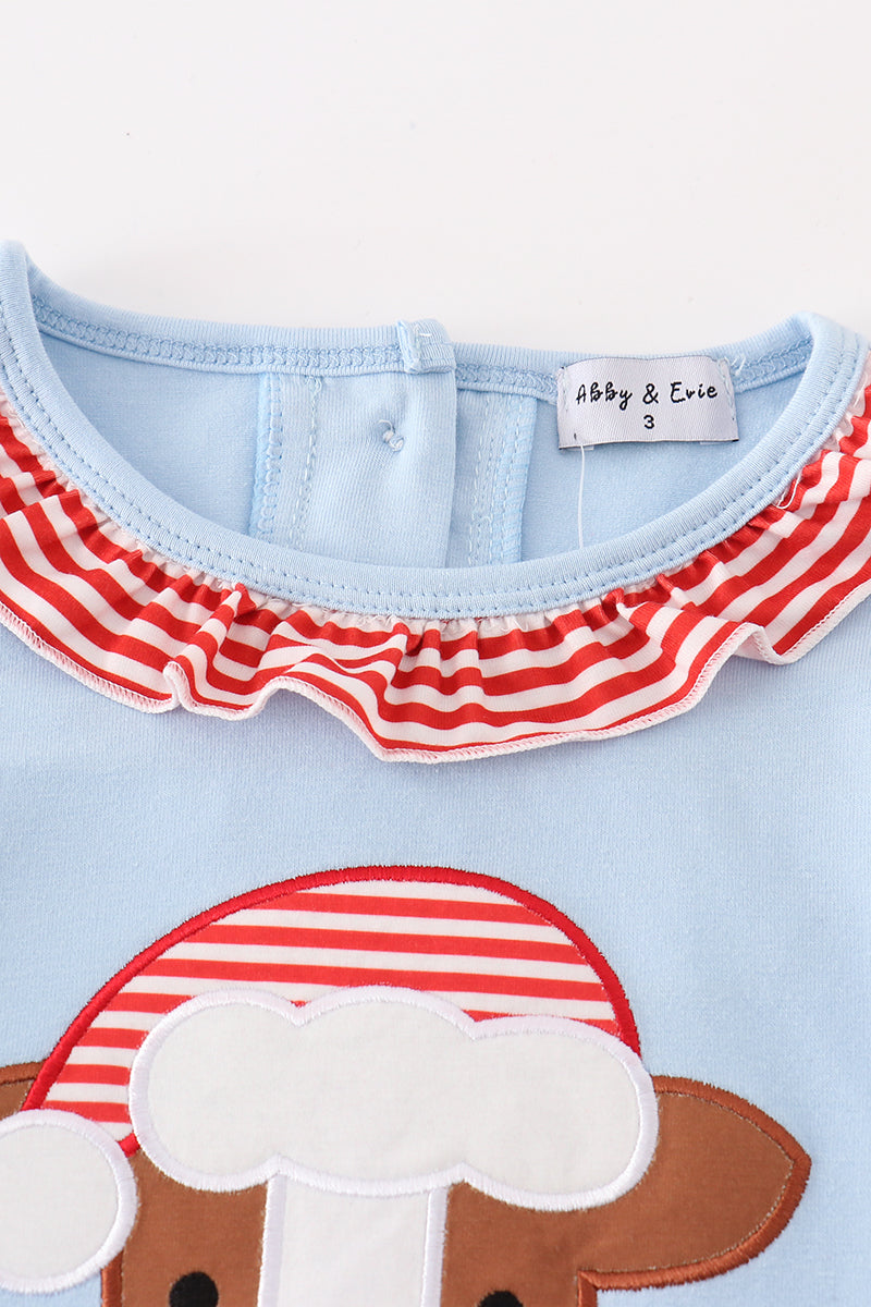 Blue christmas cow applique dress