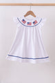 White flag smocked ruffle dress