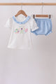 Blue Carousel Embroidered Bloomer Set