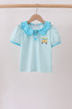 Blue Stripe School Bus Embroidered Top