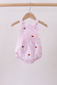 Pink stripe watermelon embroidery seersucker ruffle bubble