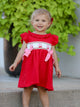 Red Cherry Bow Smocking Embroidery Girls' Dress