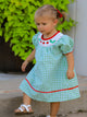Back To School Girls Green Plaid Smocking Dress