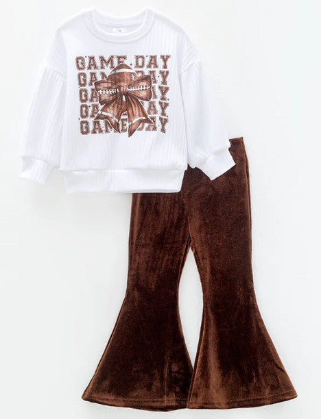 Girls Fall Game Day Football Print Outfit Set