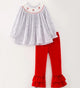 Santa Embroidery Smocked Outfit Set