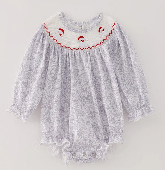 Santa Embroidery Smocked Bubble