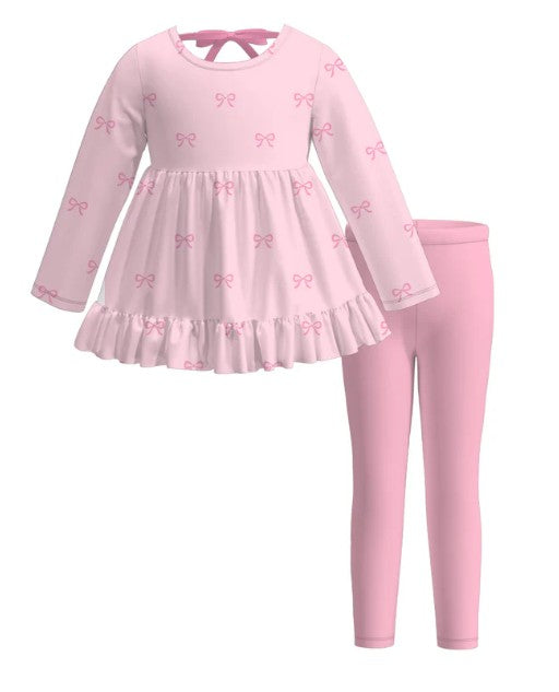 Pink Bow Peplum Pant Set
