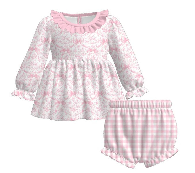 Pink Bow bloomer set