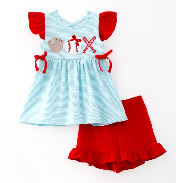 Baseball Embroidered shorts set