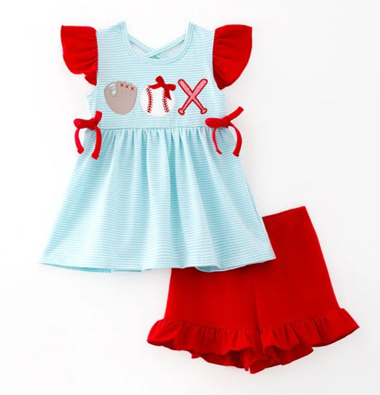 Baseball Embroidered shorts set