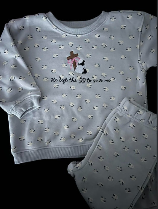 He Left the 99 jogger set