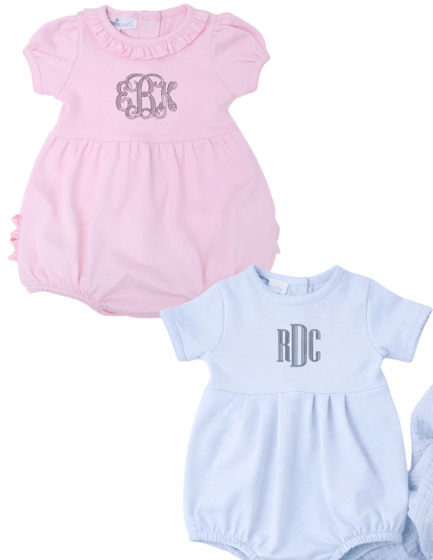 Magnolia Baby Bubble - Monochromatic Monogram optional