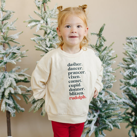 Reindeer Names Crewneck Sweatshirt
