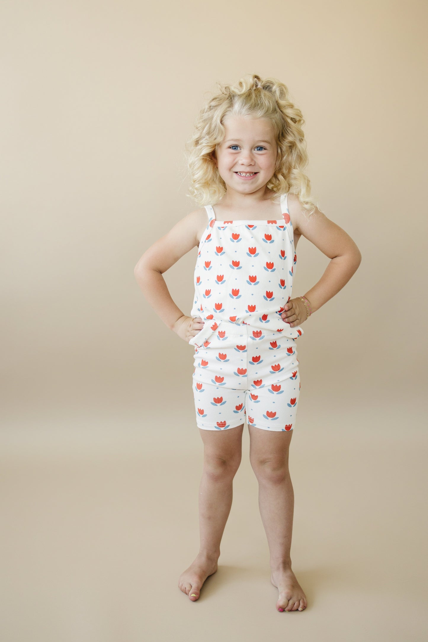 Red White & Blue Tulip Ribbed Bamboo 2pc Tank Set