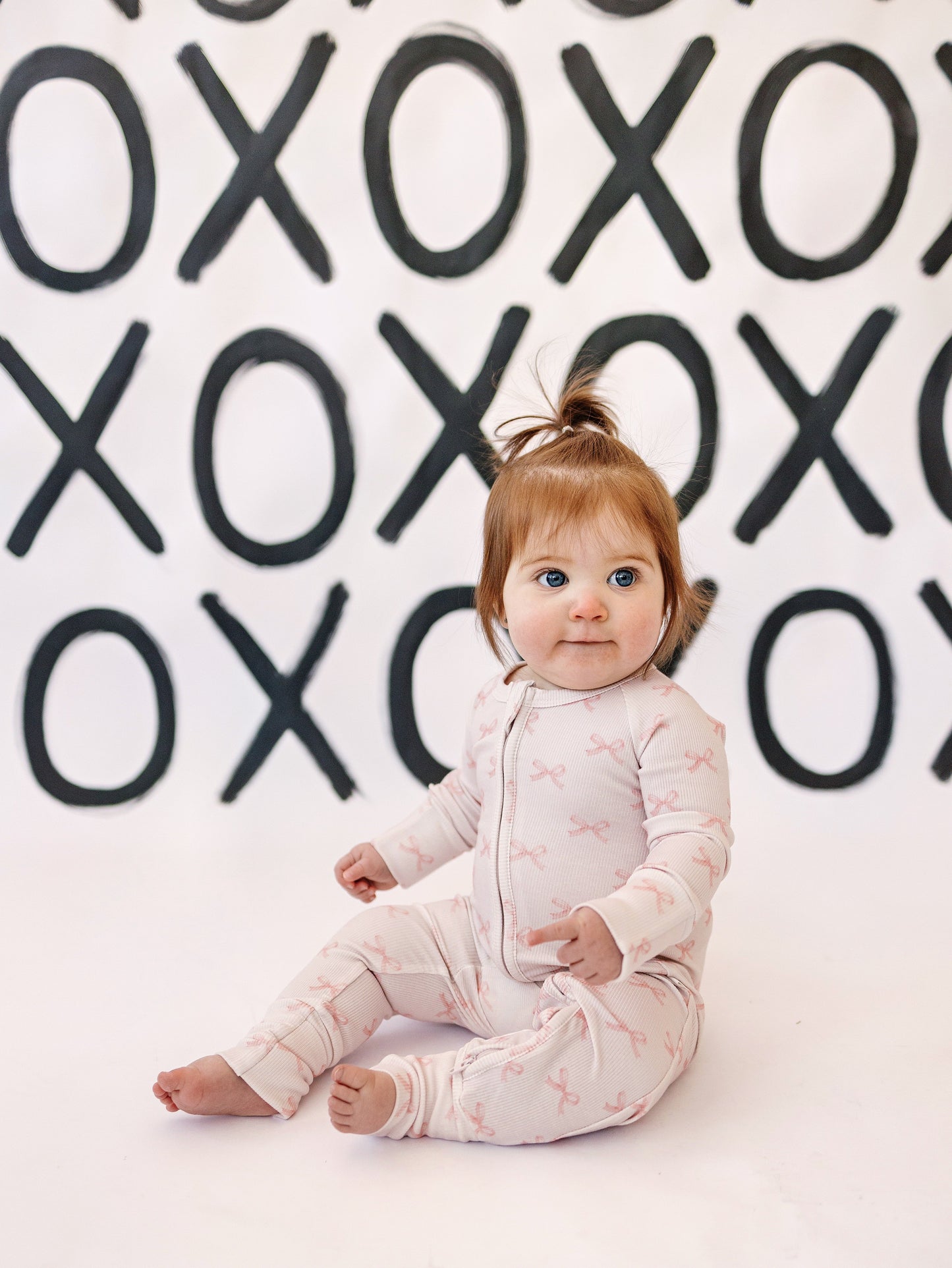 Blushing Bows Ribbed Bamboo Zippy Pajamas