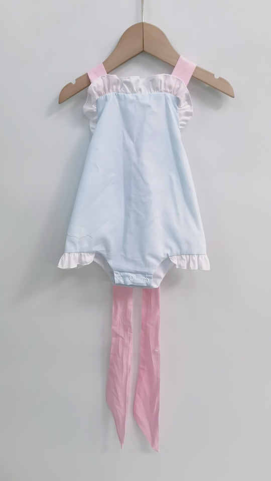 Pearl Monogram Ruffle Sunsuit - Wings + Willows x The Poppy Bow Co collab
