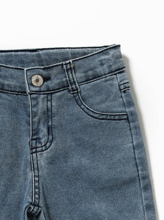 Light Blue Fringe Girls Jeans