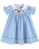 Blue Gingham Farm Smocked Bishop Dress