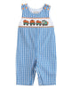 Blue Gingham Pumpkin Train Smocked Longalls