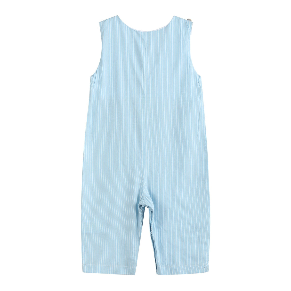 Blue Gingham Train Smocked Longalls