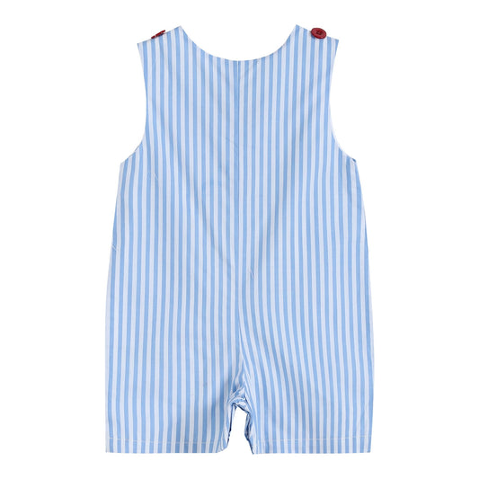 Blue Striped Crawfish Applique Shortalls