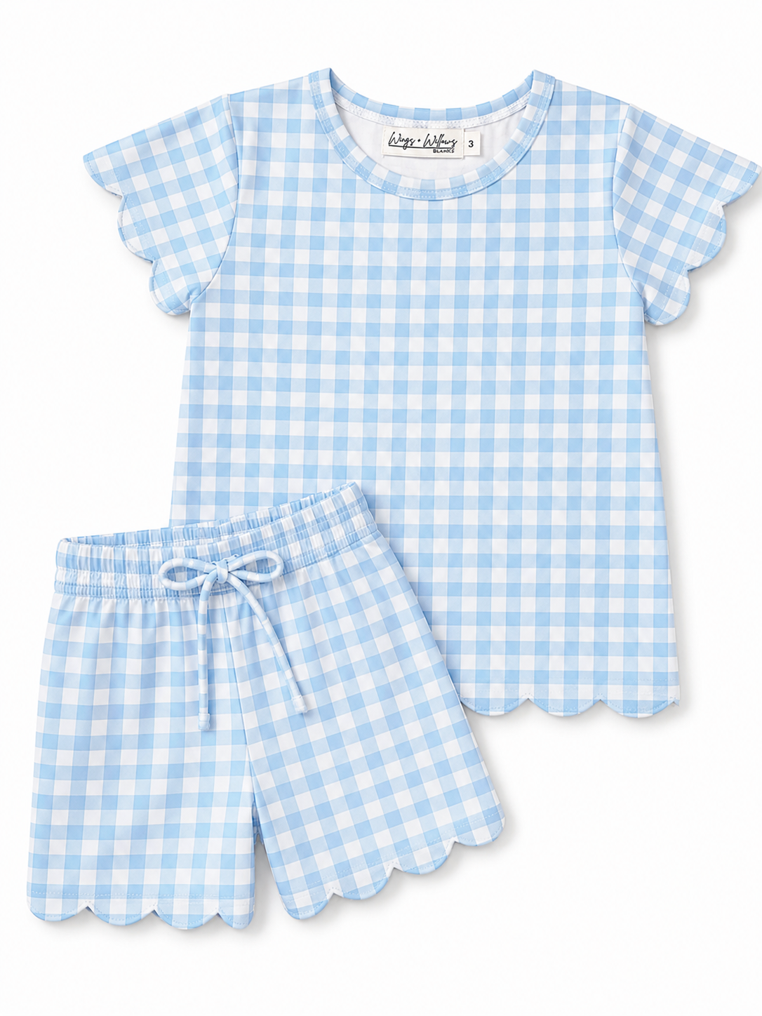 Gingham Scalloped Short Set