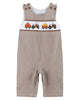 Brown Gingham Pumpkin and Corn Tractor Smocked Longalls