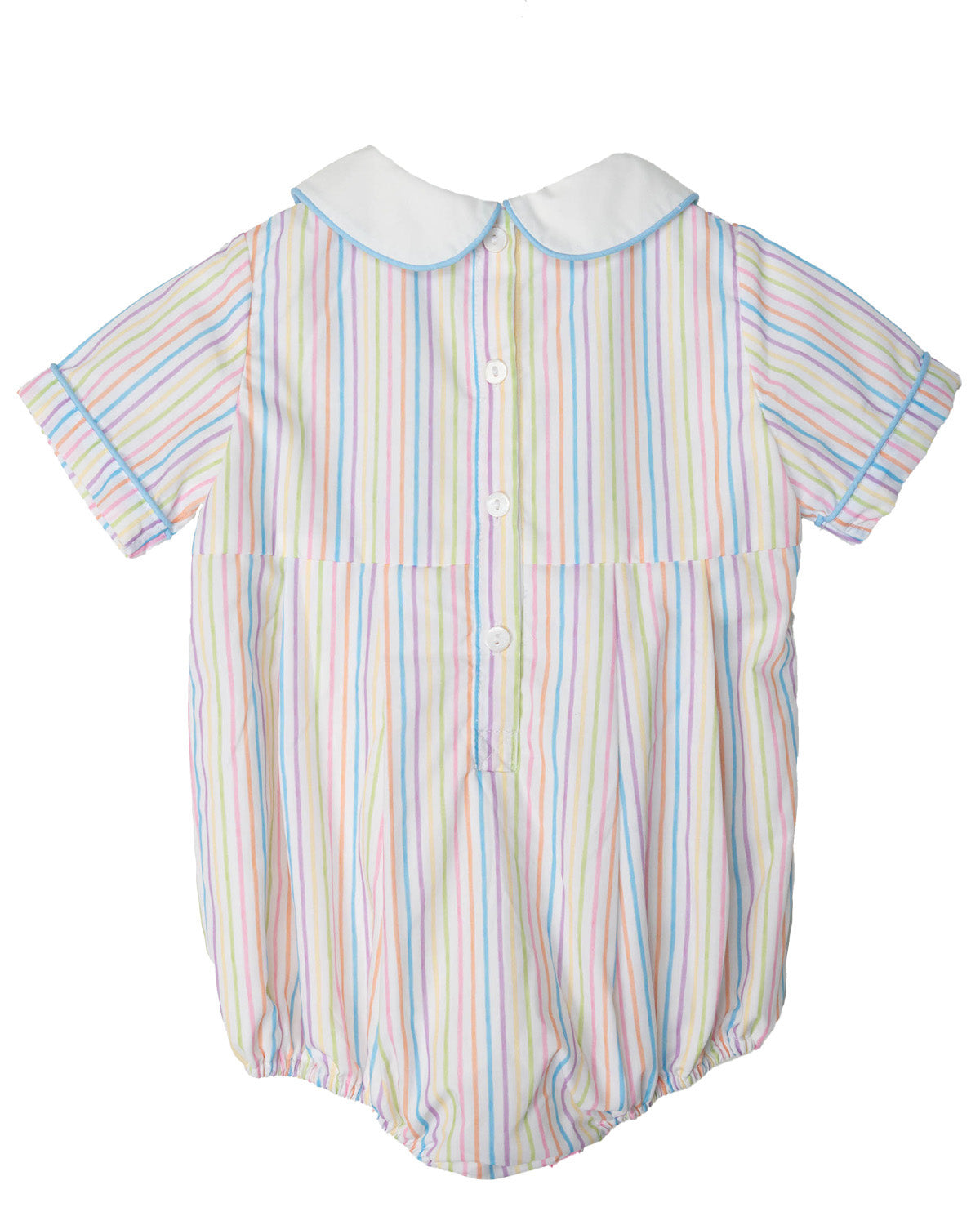 Bunnies Smocked Colorful Stripes Bubble In Blue
