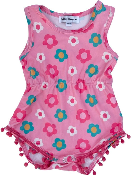 Dillon Pom Pom Romper - Bubblegum Blossom