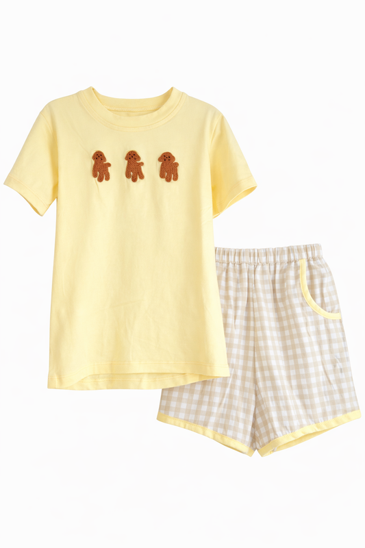 French Knot Doodle Puppy Short Set