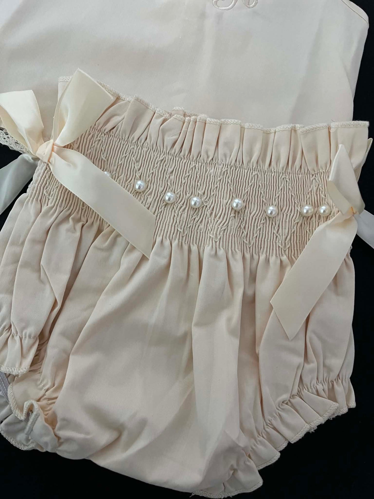 Heirloom Pearl Smocked Diaper Set