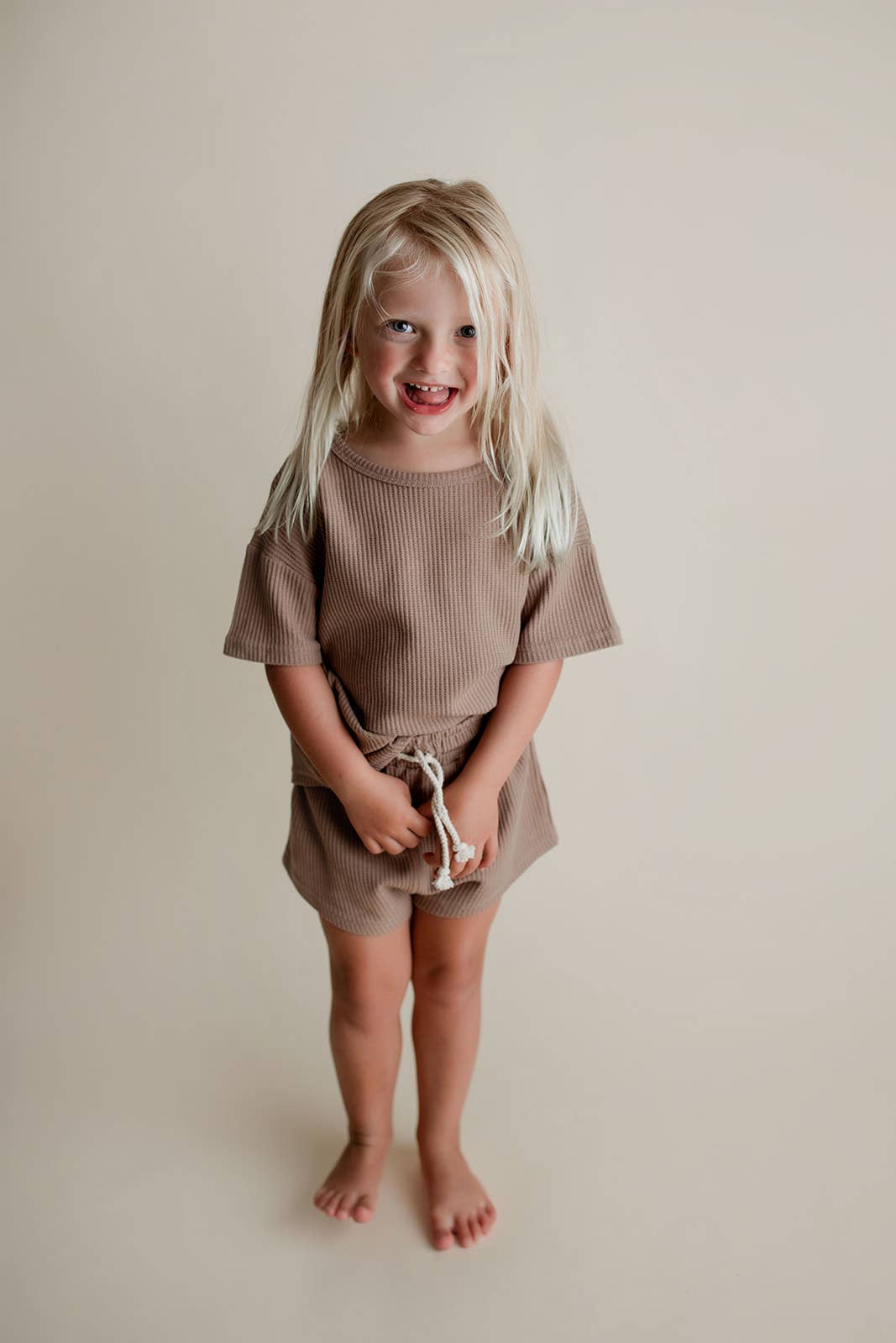 Cocoa Sands Neutral Summer Waffle Toddler Top & Bottom Set