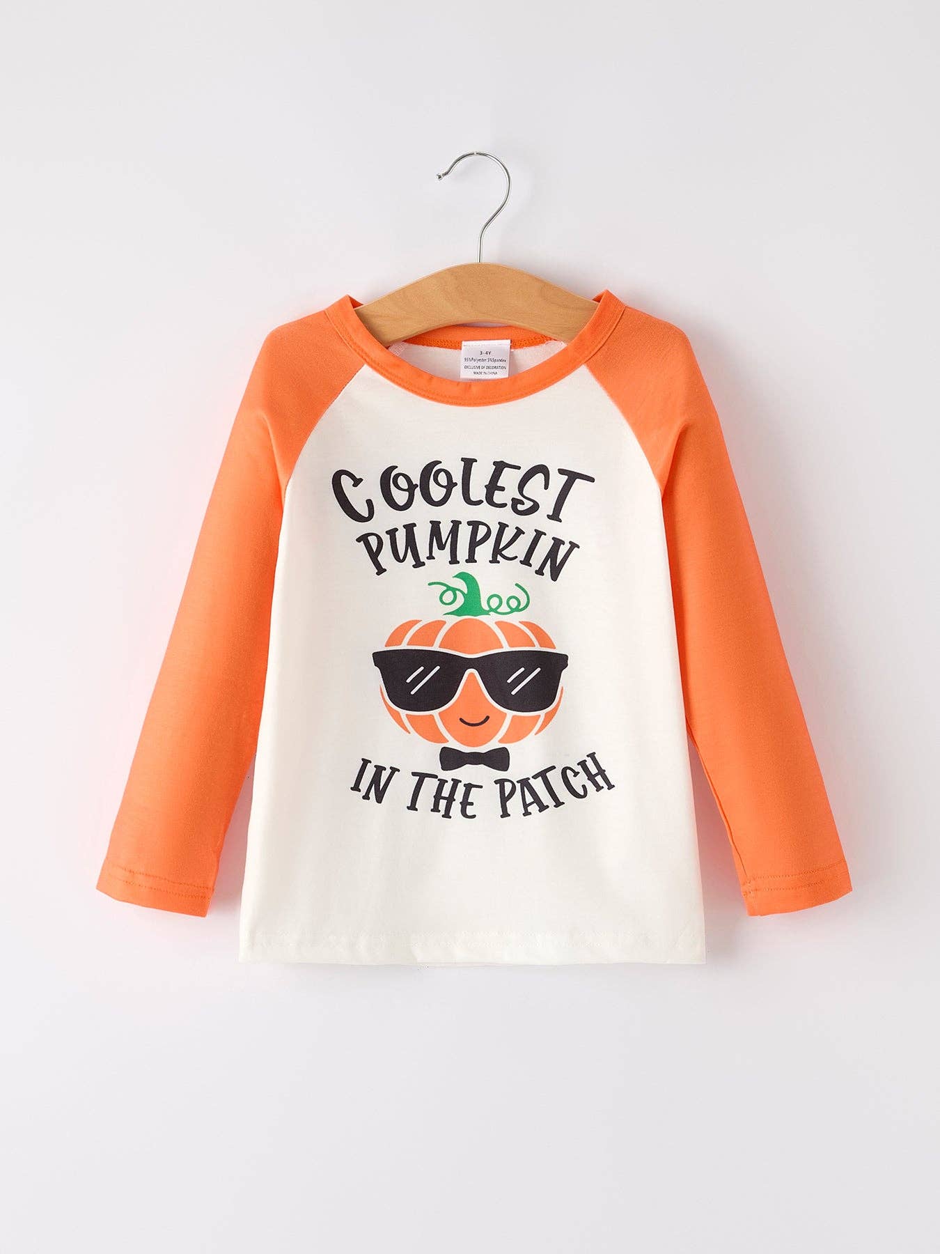 Thanksgiving Pumpkin Letters Print Long Sleeve Boys Top