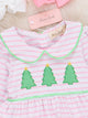 Lime & Pink Embroidered Christmas Trees Dress