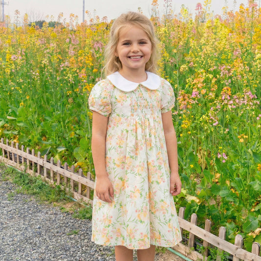 Floral Smocked Collared Dress