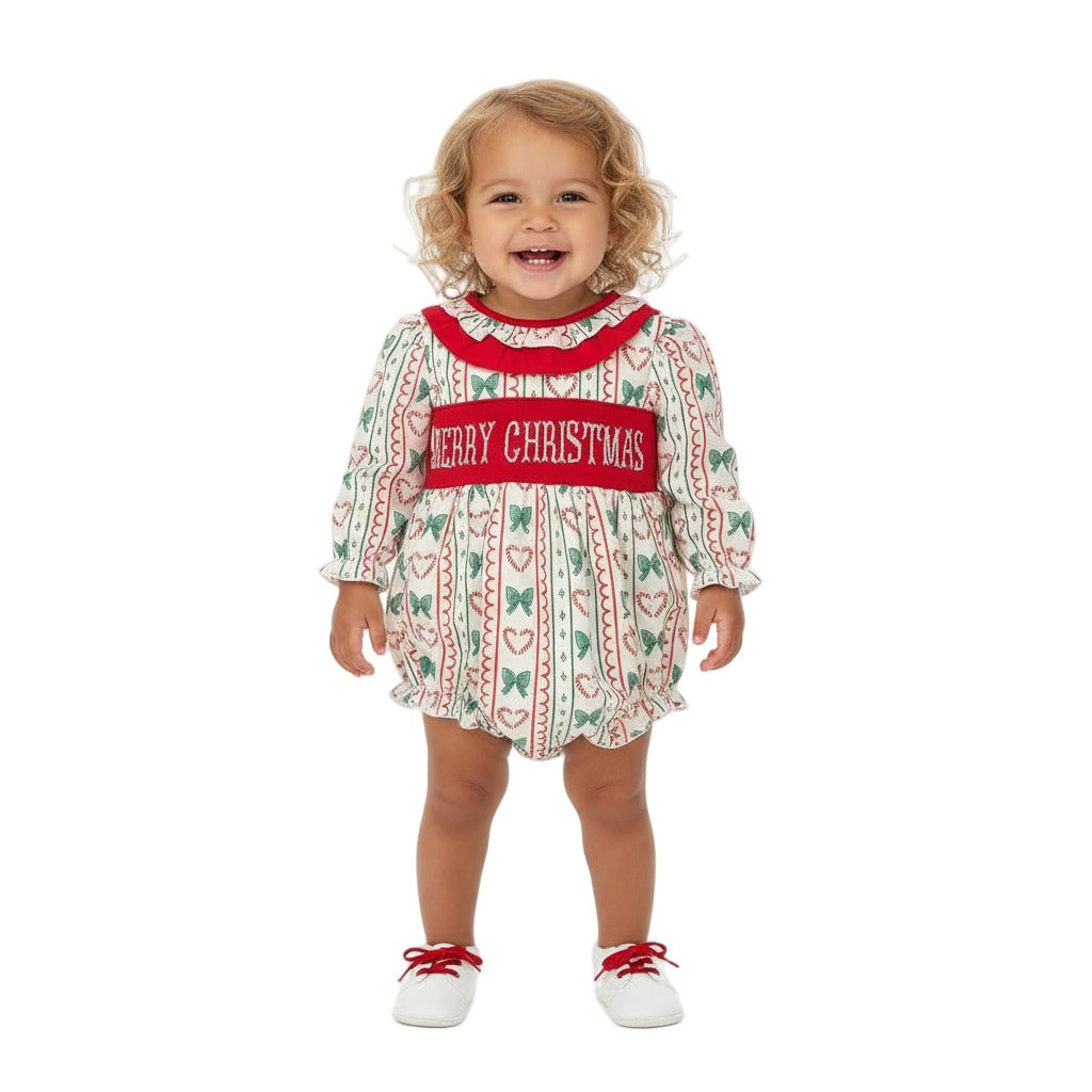 Hand Smocked Merry Christmas bubble